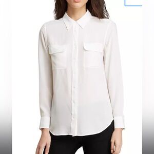 Equipment Femme - Slim Signature 100% silk white button down